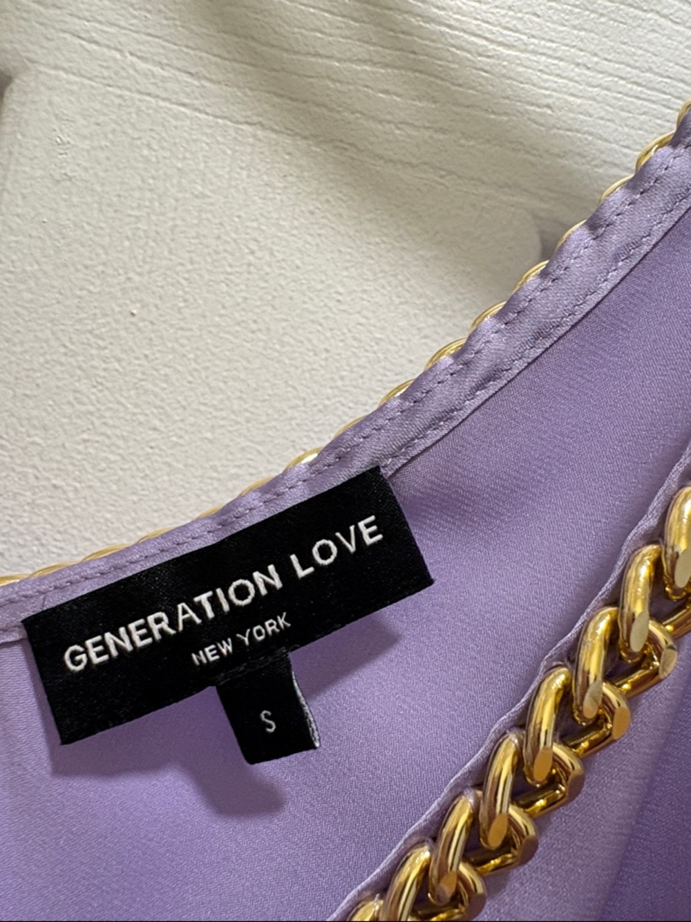 Generation Love Lavender Satin V-Neck Camisole with Gold Chain - Picture 2 of 2